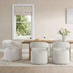 Upholstered Dining Chairs with Casters, Modern Barrel Side Armchair with Rollers for Dining Room, Bedroom, Kitchen, Reading Room, Beige, Set of 4
