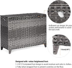 Laundry Hamper with 4 Removable Liner Bags; 176L Handwoven Rattan Laundry Basket with Lid & Heightened Feet; Clothes Hamper with Side Handles(Gray)