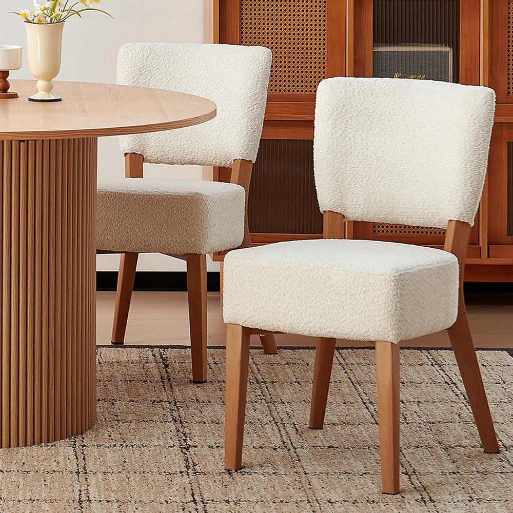 Stackable Dining Chairs Set of 2, Modern Fabric Upholstered Kitchen Side Chai...