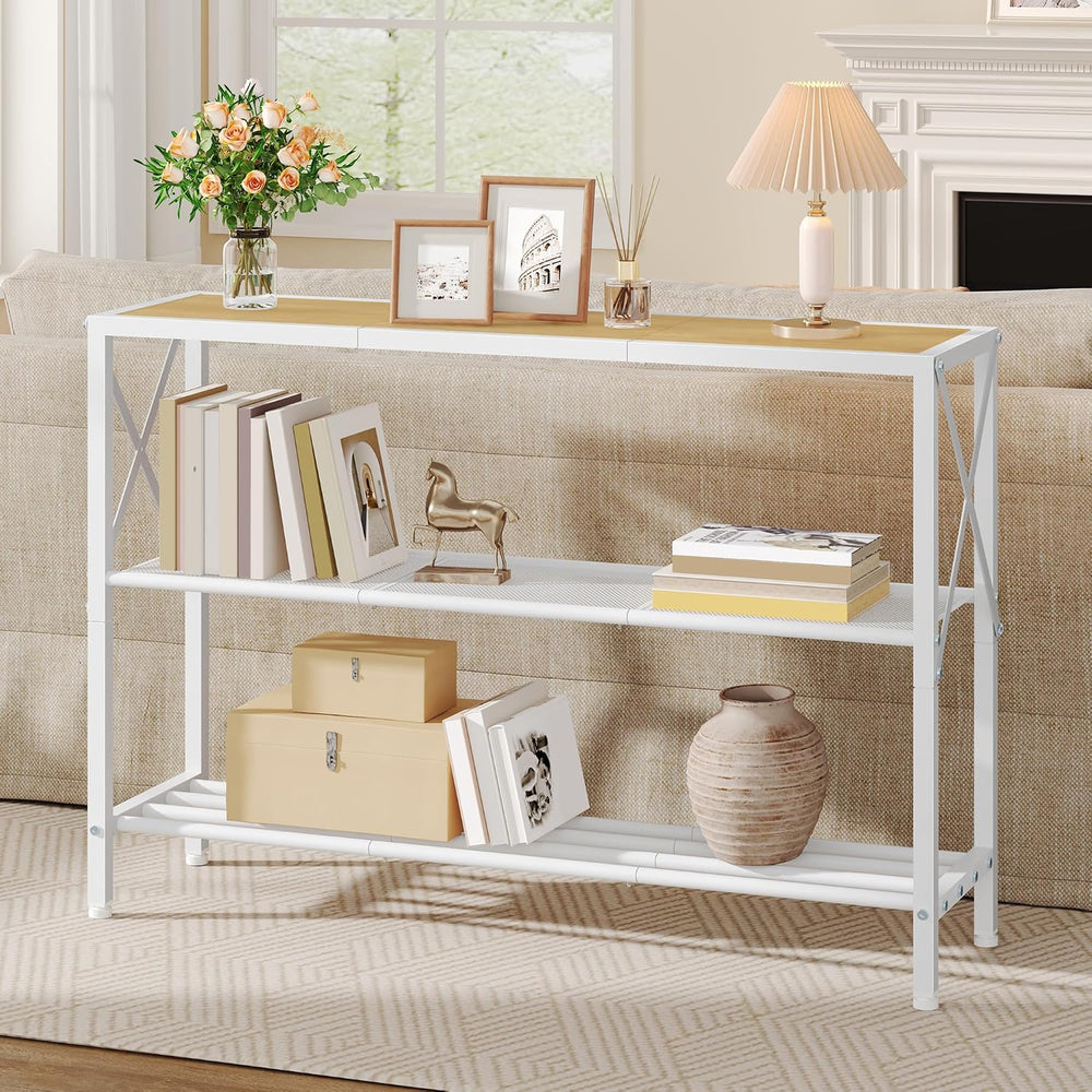 Hoctieon Industrial Console Table, 3 Tier Entryway Tables, Hallway Desk, Narr...
