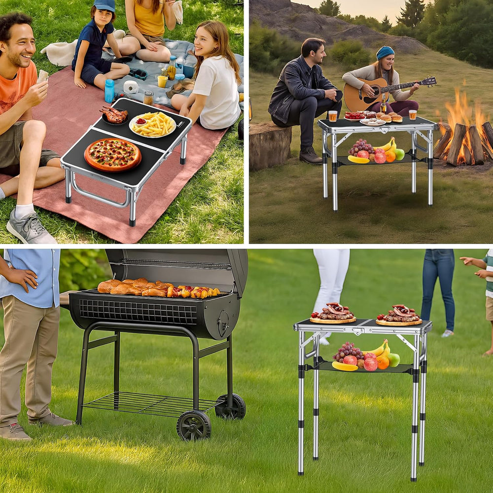 Anbte Folding Camping Table, 24"X 16" Adjustable Height Small Foldi...