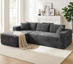 Vongrasig 103" Boneless Couches for Living Room,Sectional Couches Modular Sofa with L-Shaped Chaise, Memory Foam Comfy Cloud Couch with Plush Corduroy Fabric, No Assembly Required, Dark Grey