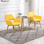 Mid Century Modern Dining Chairs Set of 2 & 4 & 6 Comfy Accent Chair Upholstered Kitchen Dining Living Room Chairs for Bedrooms Waiting Room Home Arm Desk Chair No Wheels (Yellow, 2)