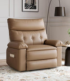 GarveeHome Oversized Recliner Chair - PU Leather Manual Recliner for Adults, Lazy Chair with 1.5X Sponge Comfort Arm and Back for Living Room, Bedroom