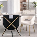 Faux Leather Dining Chairs Gold Legs, Modern Cream PU Leather Dining Room Chairs with Arms Set of 6 Upholstered Accent Chair Armchair with Barrel Back for Kitchen Living Room