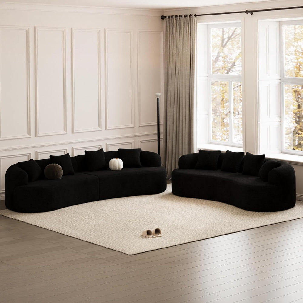 107" Curved Sofa for Living Room, Modern Chenille Cloud Couch Sofa, Luxu...