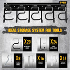 ELEAD 68'' All Metal Adjustable Garden Tool Organizer: Garage Tool Organizer Wall Mount with Black Hooks, Garage Organizers and Storage, Tool Hangers for Shed