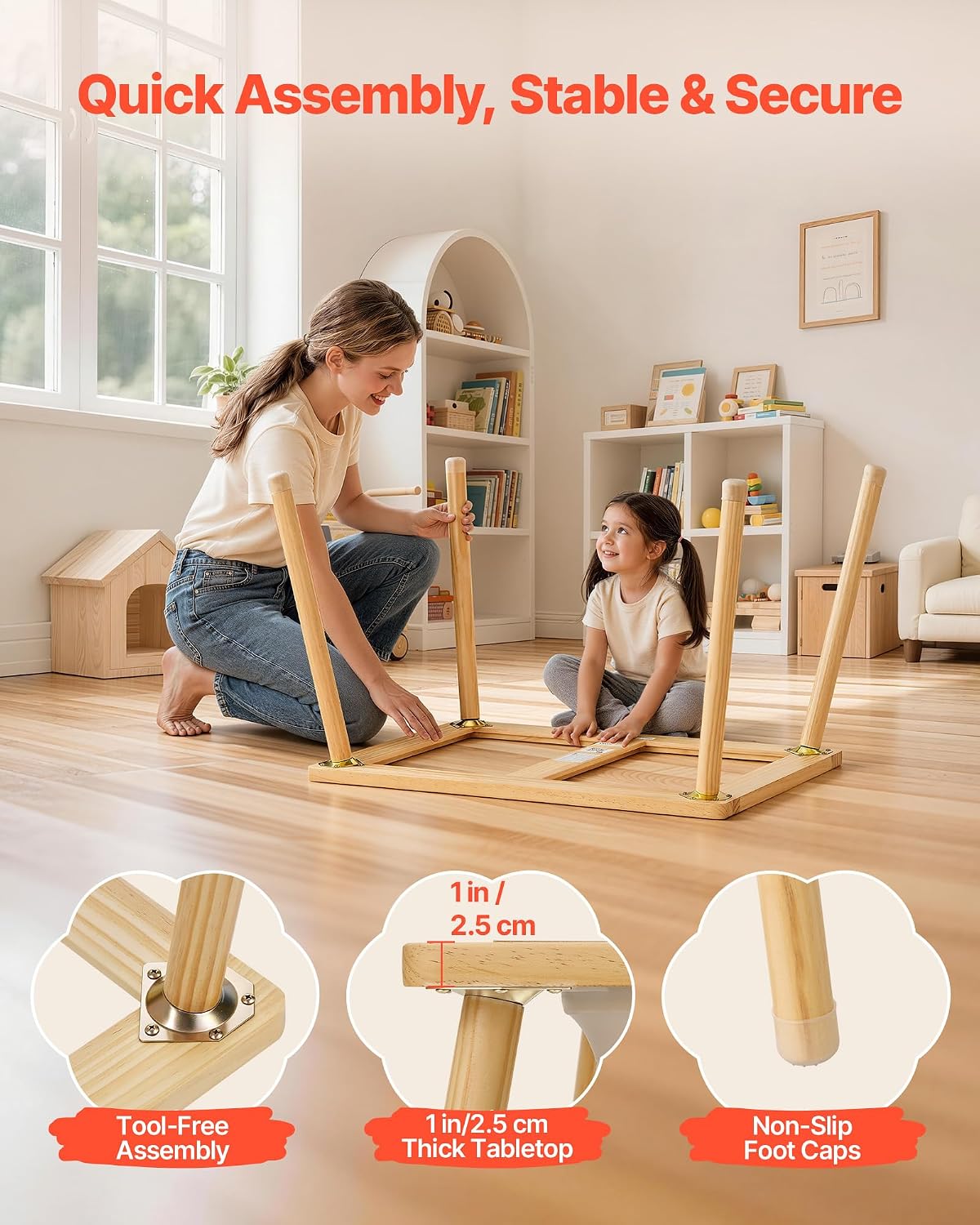 VEVOR Sensory Table for Toddlers, Wooden Kids Activity Table with Reversible Double-Sided Board, Storage Bins, and Non-Slip Feet, for Boys and Girls Playing Sand and Water, Drawing, Studying, Dining