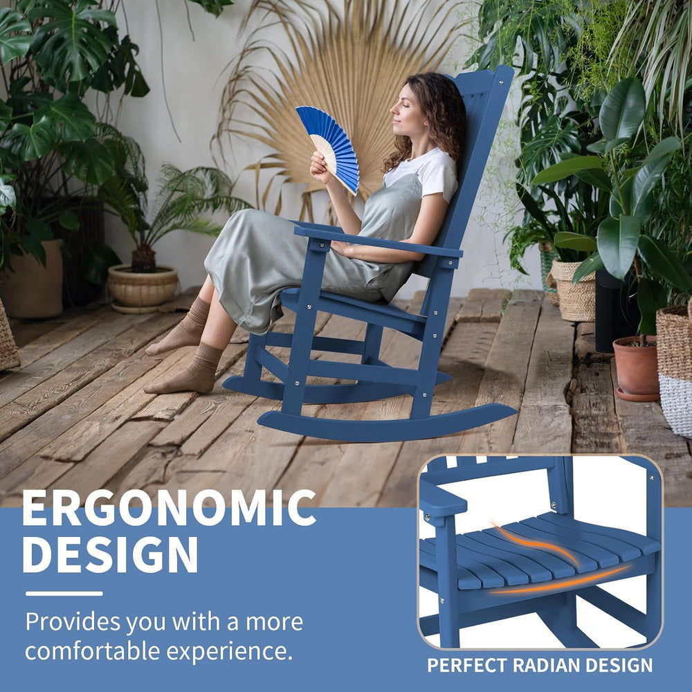 Outdoor Rocking Chairs Set of 2, Oversized All Weather High Back Porch Rocker...