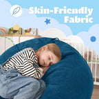 HABUTWAY 2 FT Bean Bag Chair,Giant Bean Bag Chairs,Big Bean Bags with Memory Foam Filled, Large Beanbag Chairs with Soft Corduroy Cover-Dark Blue