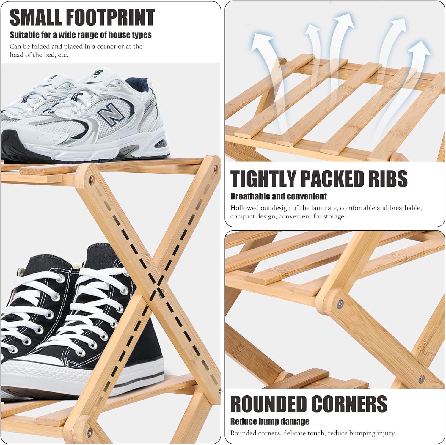 Vertical Narrow Shoe Rack, 8 Tier Portable Folding Shoe Storage Rack, Without Installation Free Standing Shoe Rack for Corridors, Bedrooms Living Room Corner and Small Spaces