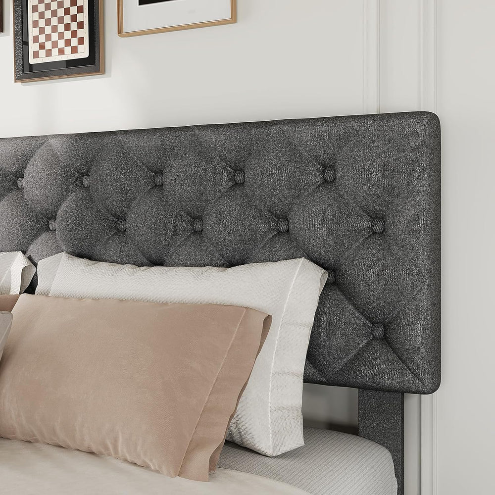 Queen Size Bed Frame with Adjustable Headboard & 4 Storage Drawers - Diam...