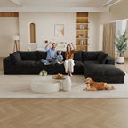 157.6" Oversized L Shaped Modular Boneless Sofa with Ottoman, Cloud Sectional Couches for Living Room, Deep Seat Corduroy Upholstered Couch Furniture Set, No Assembly Required (4 Seater+1 Ottoman)