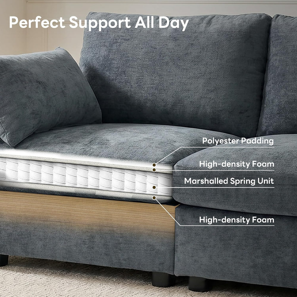 Iroomy Sectional Couch for Living Room, Comfy L Shaped Convertible Sofa, 4 Se...