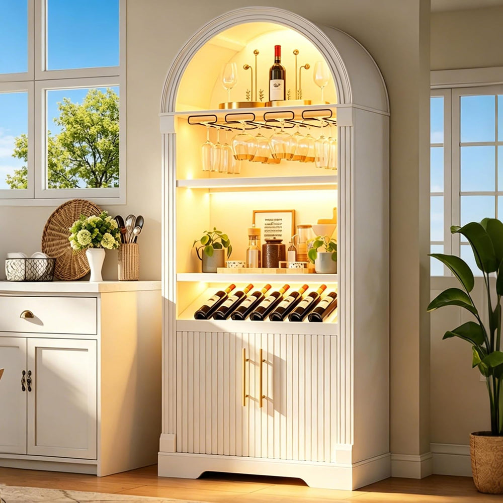 Vlsrka Arched Cabinet, Kitchen Pantry Cabinets with Open & Adjustable She...