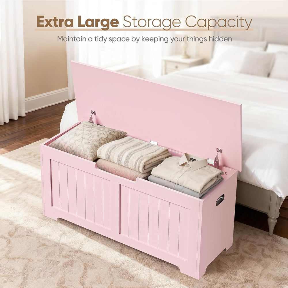 SUPER DEAL Storage Chest, 39 inches Chest Box Organizer with 2 Safety Hinges,...
