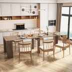 KEIKI 20"-118.5" L Extendable Foldable Dining Room Table for 1-10 People, Wood Multifunctional Rectangle Expandable Console Kitchen Living Meeting Room Furniture, 6 Tabletop Length Options, Barnwood