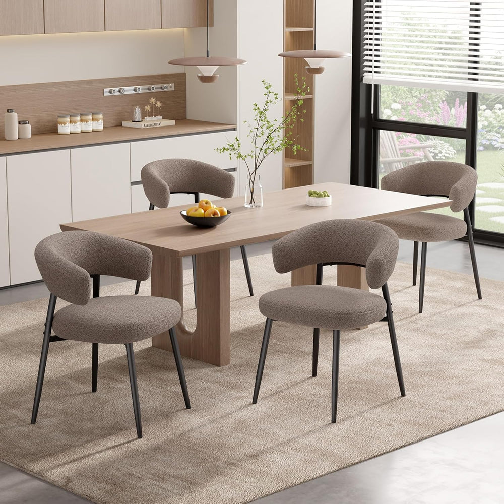 Dining Chairs Set of 4, Mid Century Modern Kitchen Chairs, Boucle Upholstered...