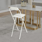 70cm Tall Adjustable Folding Bar Stool with Backrest - Portable Foldable Stool Chair for Kitchen, Outdoor & Commercial Use (1-Pack, Space Saving Design)‌ (White)