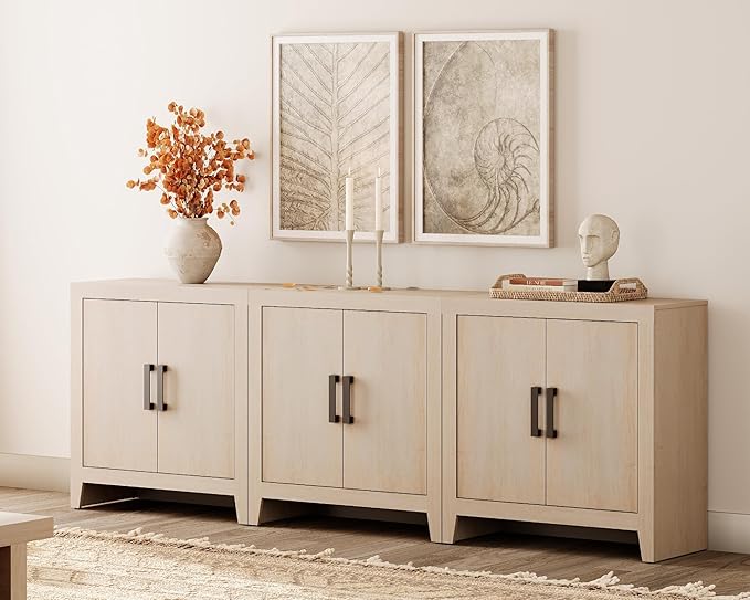 WAMPAT Farmhouse TV Stand for TVs up to 85 Inch, Rustic Wood Entertainment Ce...