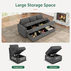 HONBAY Modular Sectional Sleeper Sofa Bed, Pull Out Couch with Storage Ottoman, U Shaped Sectional Couches for Living Room, Dark Grey