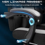 Gaming Chair for Adults, Grey Video Game Chair with Footrest, Big and Tall Gaming Chair Heavy Duty Computer Chair with Massage Lumbar, Ergonomic Adjustable Height and 360° Swivel, PU Leather, Grey