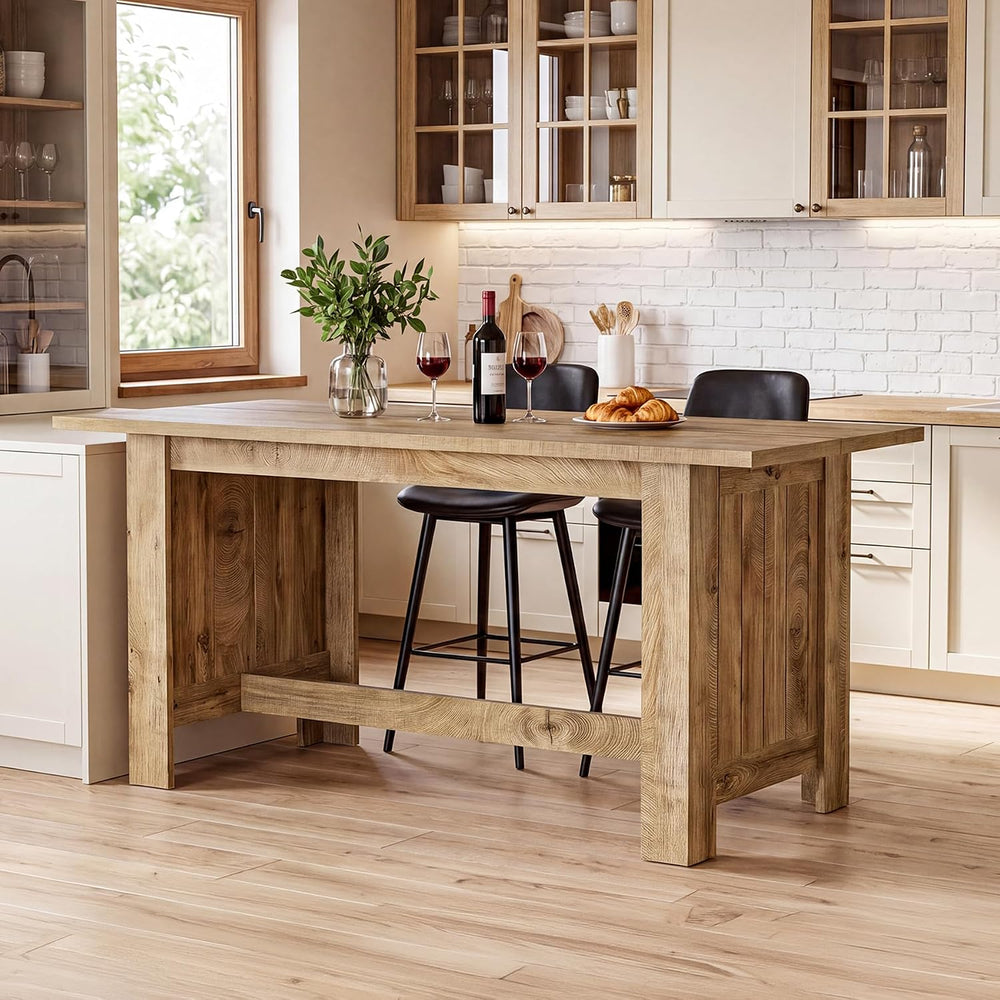 Tribesigns 63-Inch Kitchen Island with Seating, Farmhouse Wood Stationary Isl...