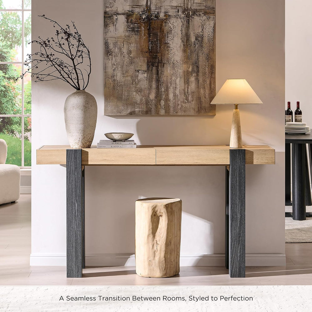 OKD Modern Farmhouse Entryway Table with 2 Drawers, 63" Wooden Console T...