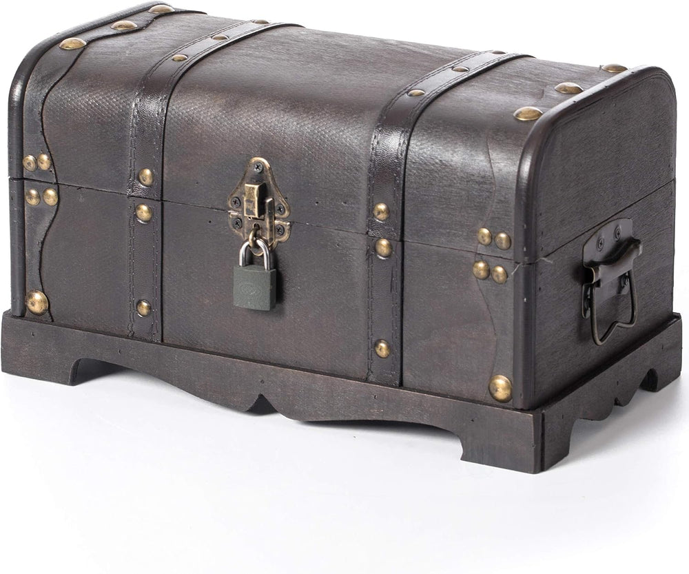 Vintiquewise Small Pirate Style Wooden Treasure Chest (Chest with Padlock) (Q...