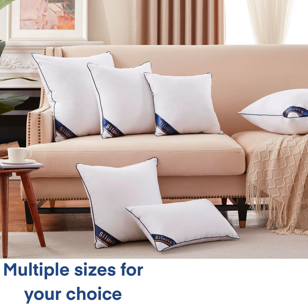 Siluvia 20x20 Down Alternative Pillow Insert 2 Pack, 100% Cotton Cover