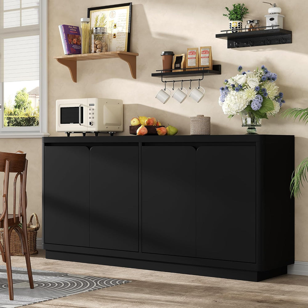 knoworld 63" Buffet Cabinet with Storage & Power Outlet, Wood Sidebo...