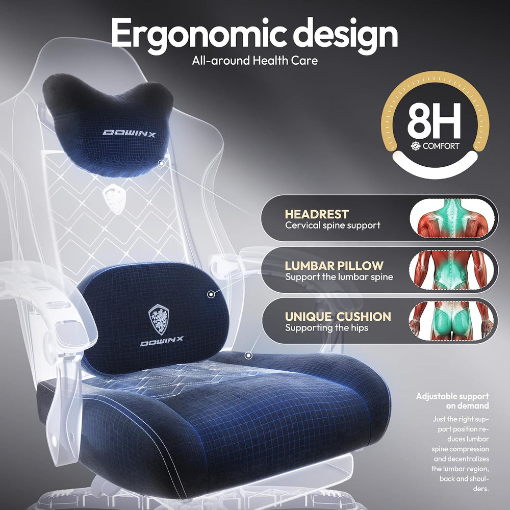 Dowinx Gaming Chair with Heated Massage Lumbar Support,Big and Tall Fabric Ga...