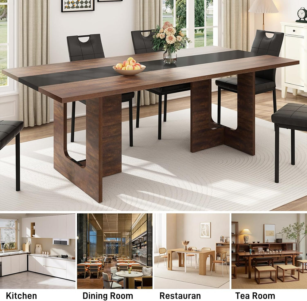 Squireewo 70 INCH Dining Table for 4 6 People, Modern Wooden Dining Table W/T...
