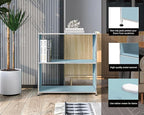 32-Inch 2-Tier Metal Bookcase, Open Shelf Storage Organizer for Living Room, Bedroom, Side Table or Nightstand Use, Modern DIY Assembly, Blue