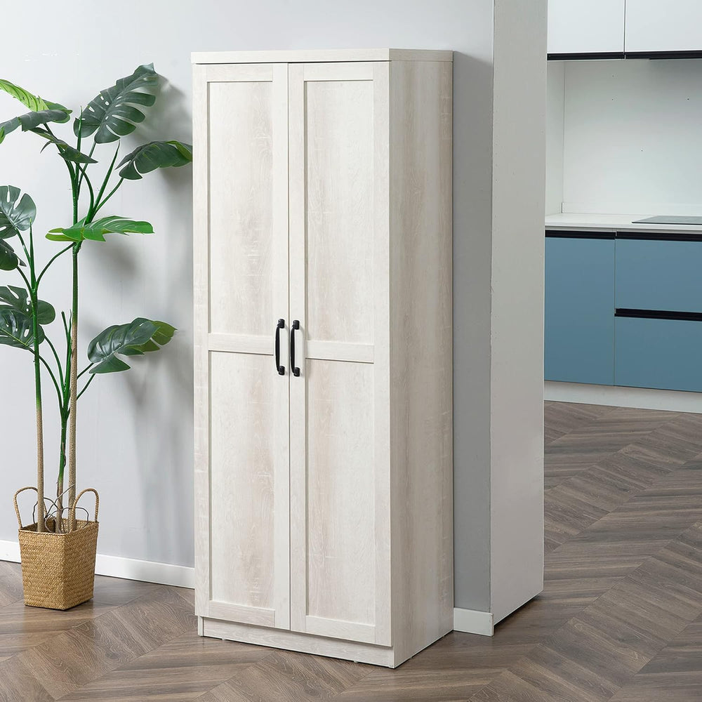 63" Kitchen Pantry, Freestanding Storage Cabinet with 5-Tier Shelving an...
