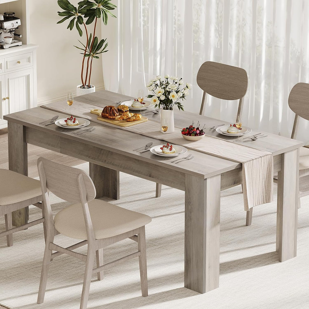 CABIHOME 63" Rectangular Dining Table for 4-6, Farmhouse Large Kitchen T...