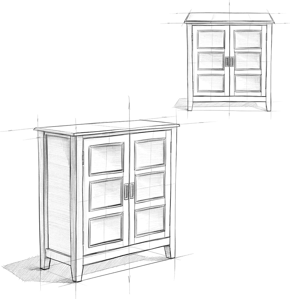 SIMPLIHOME Burlington 30" Wide Solid Wood Cabinet in Distressed Grey