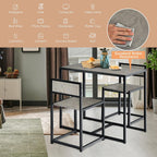 GIANTEX Bar Table Set 3-Piece Dining Table with 2 Chairs, Dining Room Set, Small Kitchen Table Set for 2 People, Dining Room Table, Bistro Table Set, Kitchen Bar Seating Set (Grey)