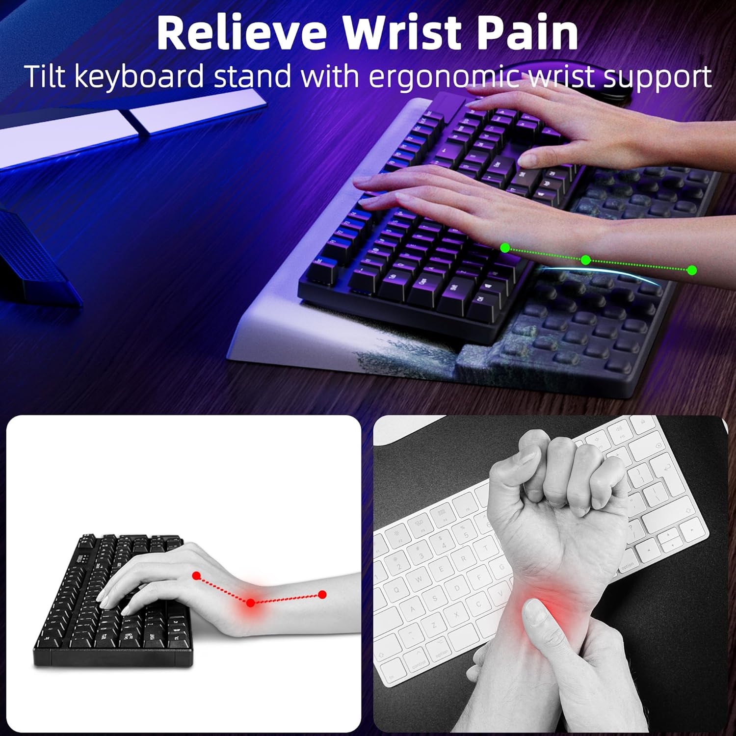 Ospelelf Keyboard Wrist Rest Pad, Comfy Ergonomic Keyboard Stand Holder, Office Desk Accessories, Work from Home Essentials, Green Forest Pattern