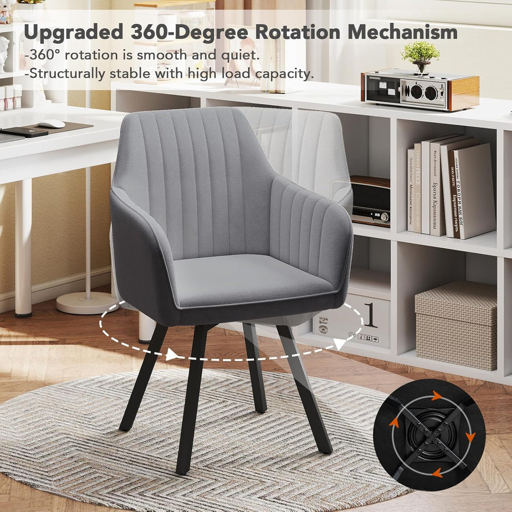 Furniliving 360° Swivel Dining Chairs Set of 2, Mid Century Modern Upholstere...