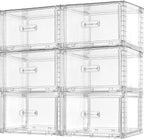 Vtopmart 6 Pack 18QT Clear Stackable Storage Drawers,Easily Assemble Closet Organizers,Plastic Storage Bins for Bathroom,Cabinet,Kitchen Pantry,Under Sink Organization(Medium)