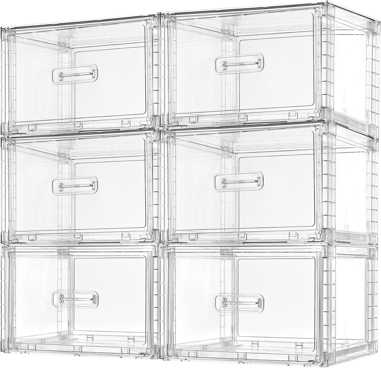 Vtopmart 6 Pack 18QT Clear Stackable Storage Drawers,Easily Assemble Closet Organizers,Plastic Storage Bins for Bathroom,Cabinet,Kitchen Pantry,Under Sink Organization(Medium)