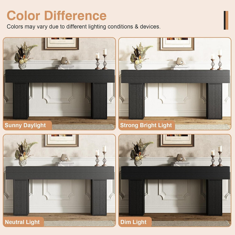 UNIQUITE 70.9-Inch Extra Long Console Table, Farmhouse Wood Sofa Table Behind...