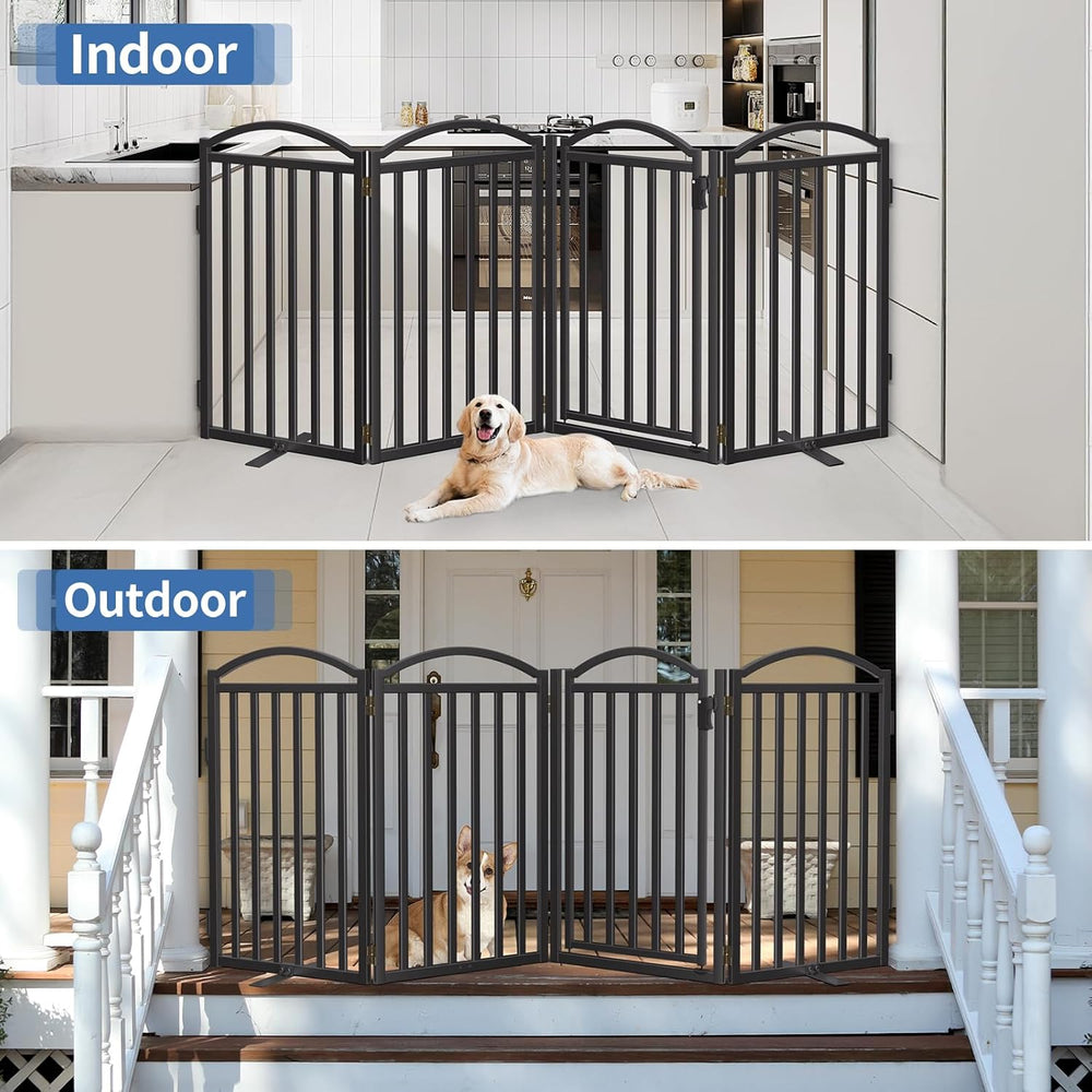 Malier Metal Freestanding Dog Gates, Outdoor Indoor Dog Fences, Extra Wide Fo...