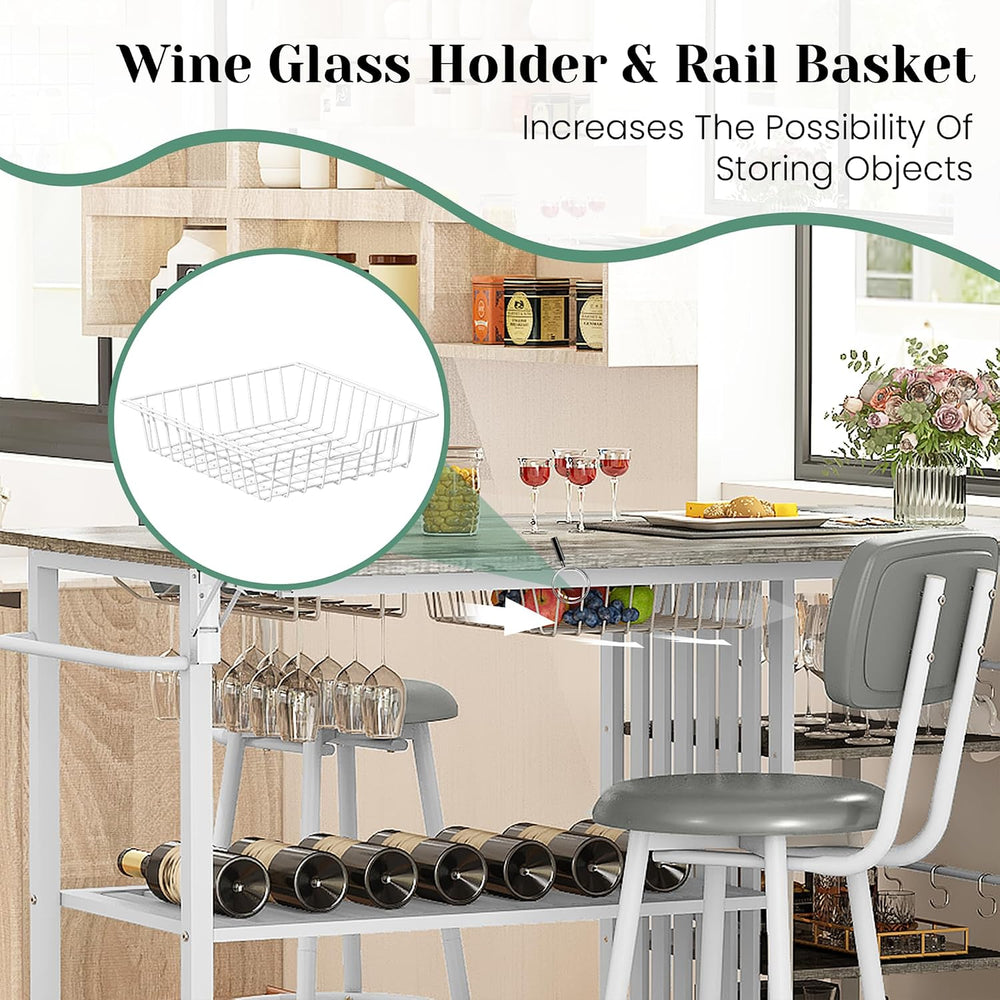 Recaceik Small Kitchen Island Table for 2 with Storage & Seating, Drop Le...