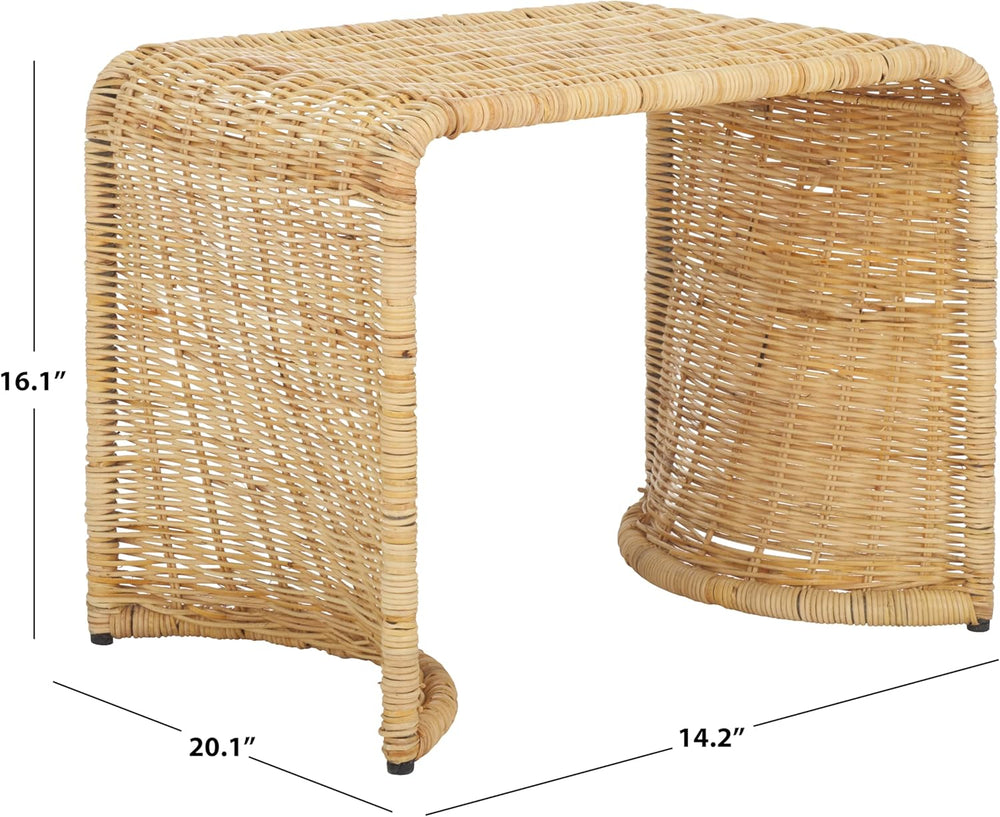 SAFAVIEH Home Collection - Zendy Light Natural Rattan Accent Table, Coastal W...