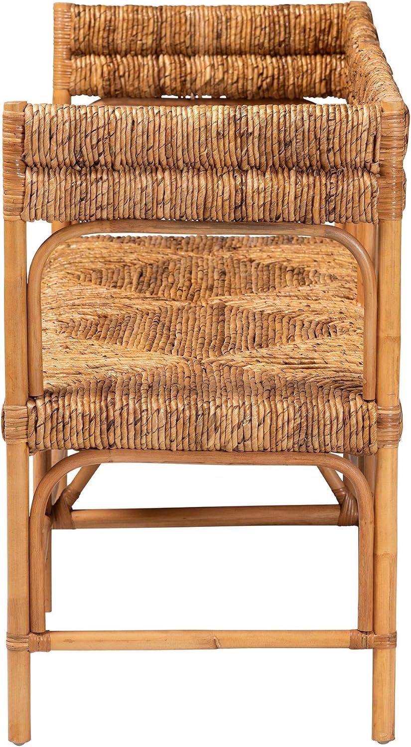 Bali & pari Adisa Natural Rattan Bench - Handcrafted Banquette with Woven...