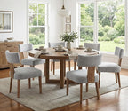 Linen Dining Chairs Set of 4, Modern Dining Chair with Wood Legs, Upholstered Dining Chairs for Dining Room, Kitchen, Vanity, Living Room, Grey