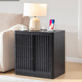 Black 23.6" Nightstand with Charging Station, Side Table with 3 Storage Drawers, Mid Century Modern Night Stand with Solid Wood Handle, Bedside End Table for Bedroom, Living Room, Closet