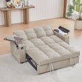 Auvsoce 65'' Convertible Sleeper Sofa Bed with Adjustable Backrest, Chaise Lounge, Side Table & USB/Type-C Ports – Stylish & Functional Addition to Any Living Room (Khaki)